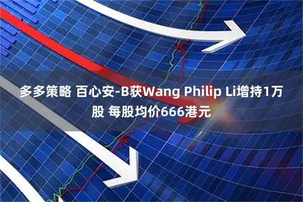 多多策略 百心安-B获Wang Philip Li增持1万股 每股均价666港元